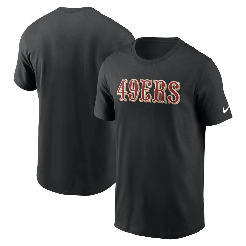 NFL San Francisco 49ers Nike Wordmark Cotton T-Shirt - Black