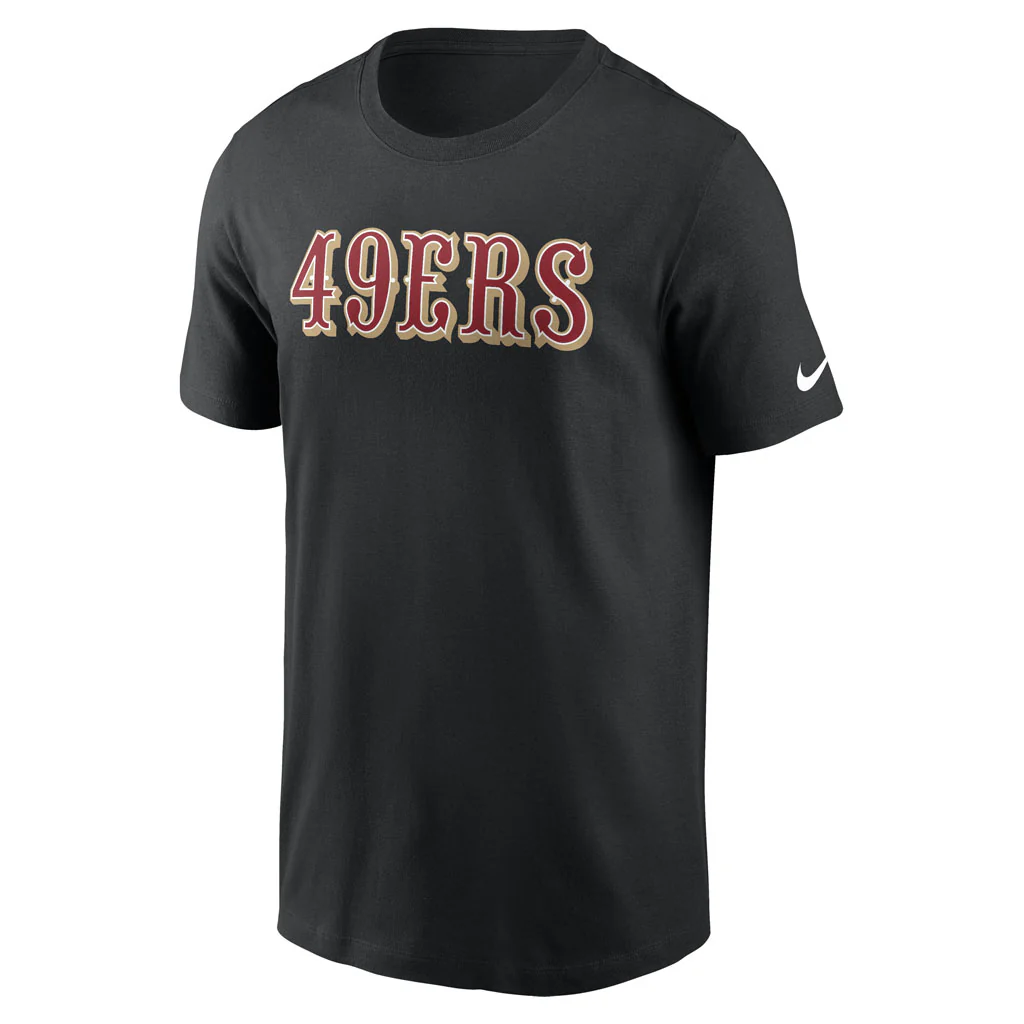 NFL San Francisco 49ers Nike Wordmark Cotton T-Shirt - Black - Image 2