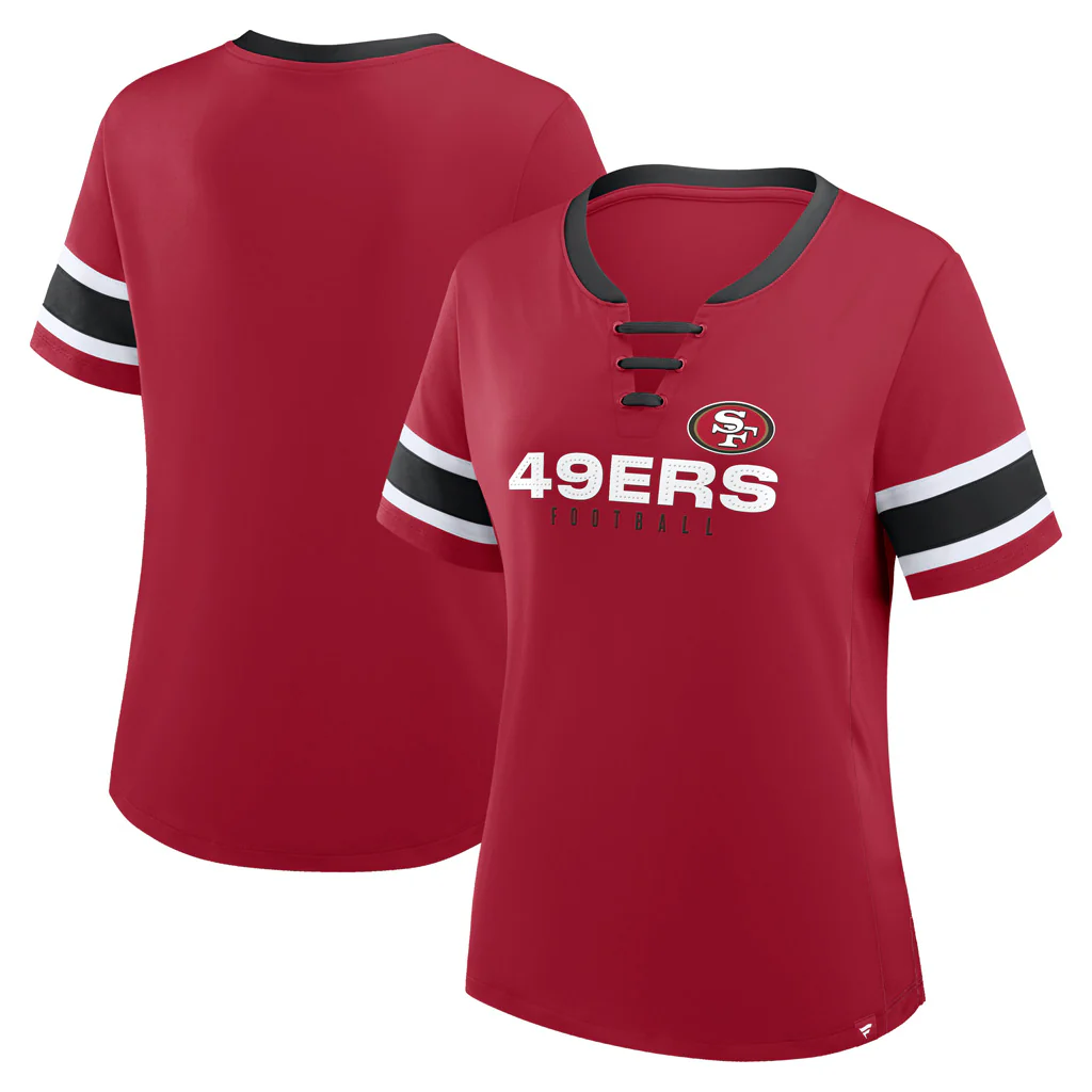 NFL San Francisco 49ers Women's Fanatics Draw Play Athena Lace-Up Top - Red