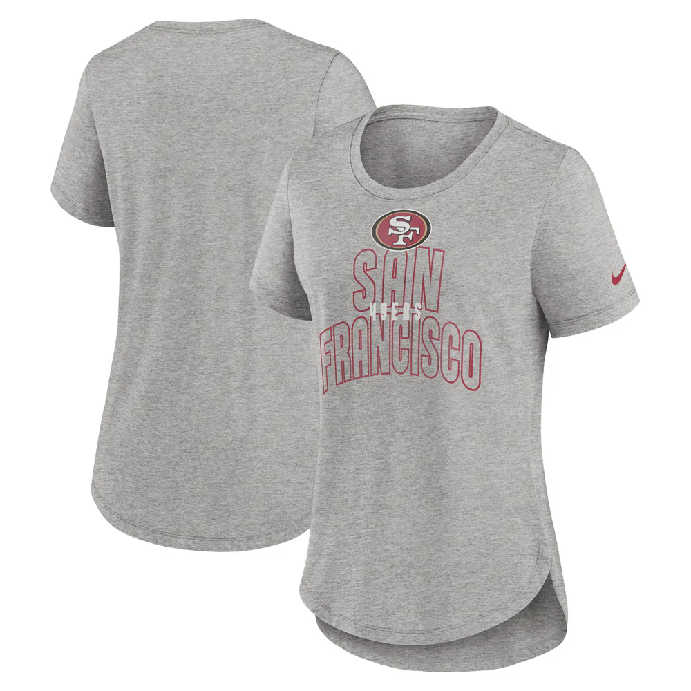 NFL San Francisco 49ers Women's Nike Arch Tri-Blend T-Shirt - Heather Gray