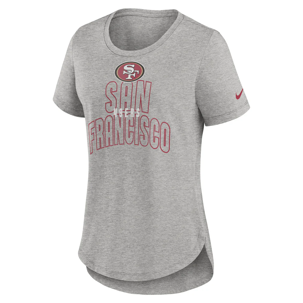 NFL San Francisco 49ers Women's Nike Arch Tri-Blend T-Shirt - Heather Gray - Image 2