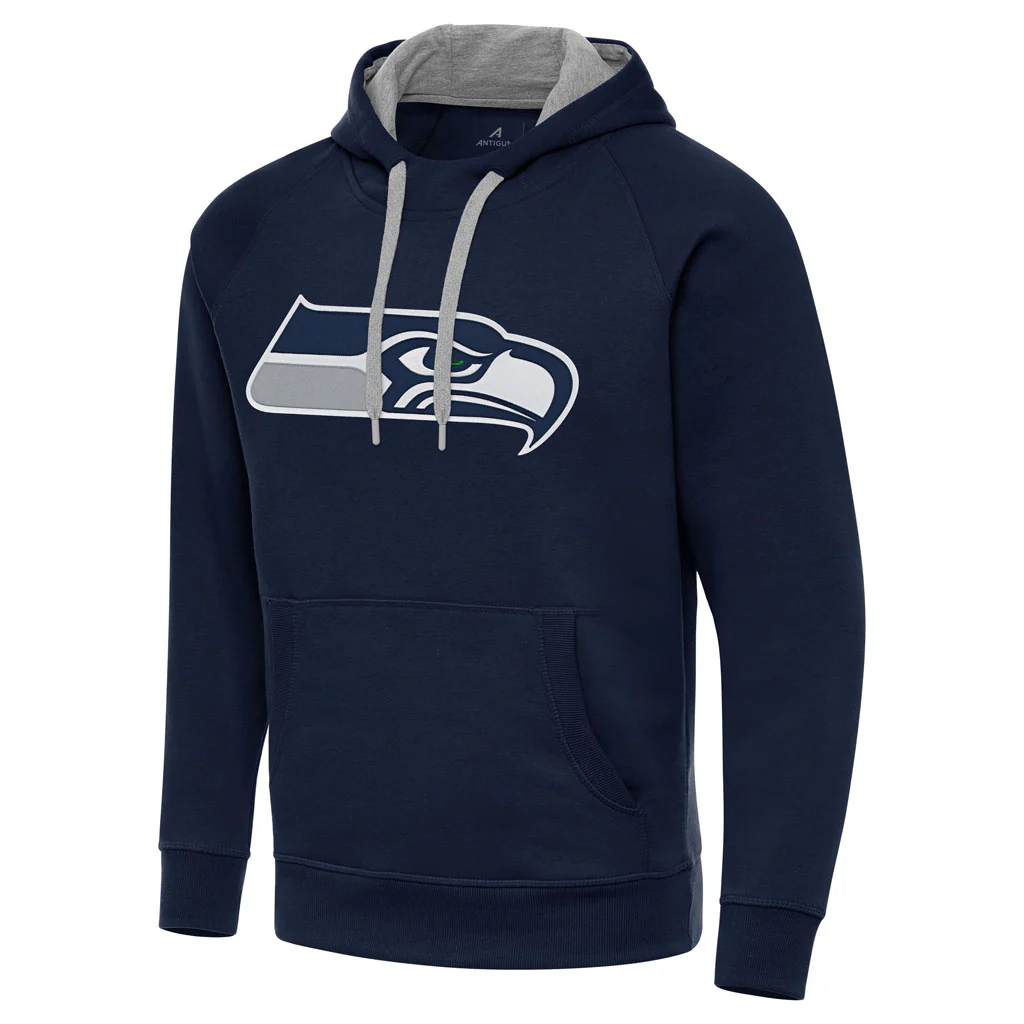 NFL Seattle Seahawks Antigua Full Front Victory Pullover Hoodie - Navy