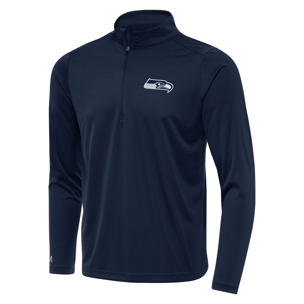 NFL Seattle Seahawks Antigua Tribute 1/4 Zip Pullover Jacket - Navy
