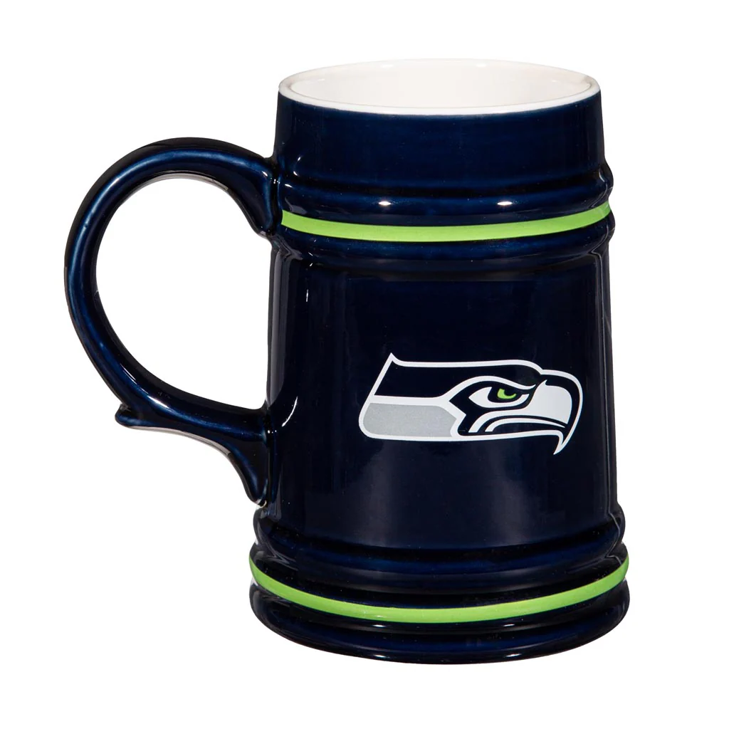 NFL Seattle Seahawks Evergreen 24oz Ceramic Stein Cup - Navy - Image 2