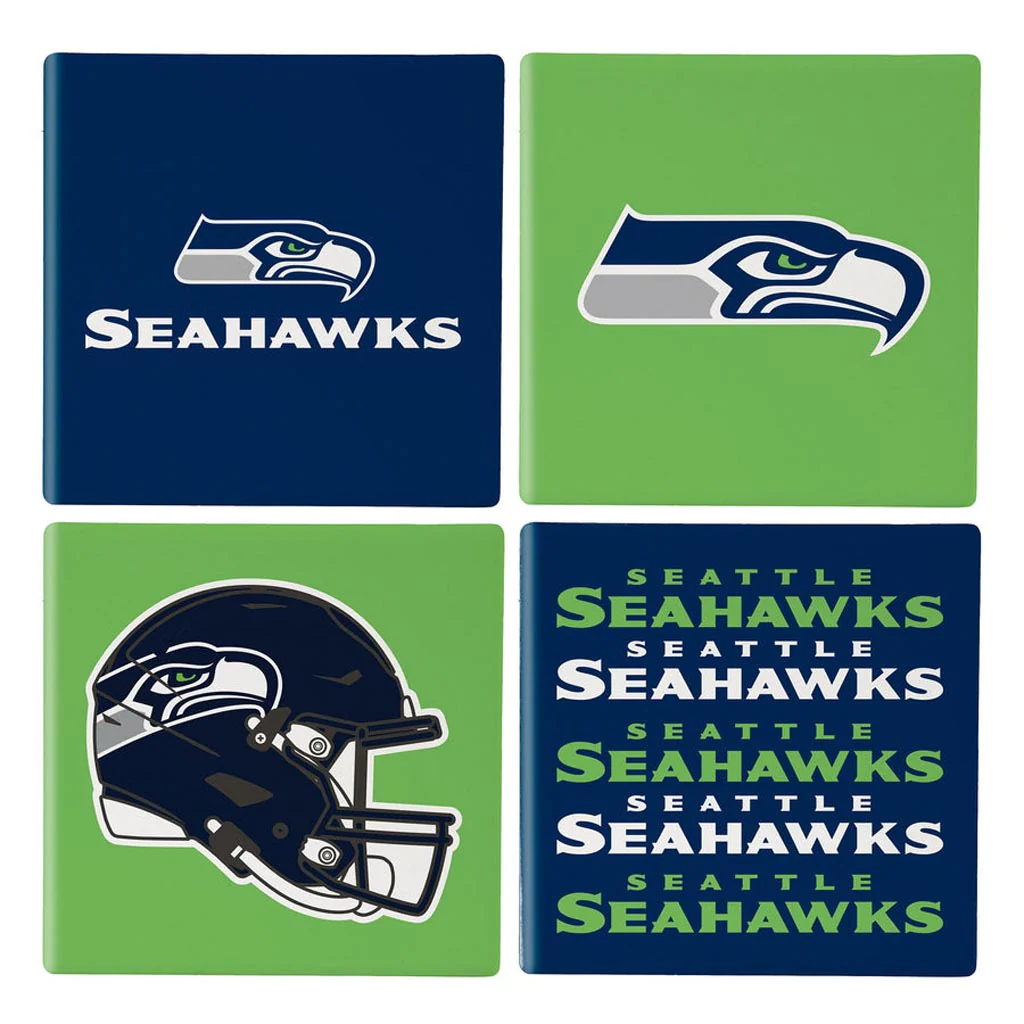 NFL Seattle Seahawks Evergreen 4-Pack Ceramic Coaster Set - Image 2