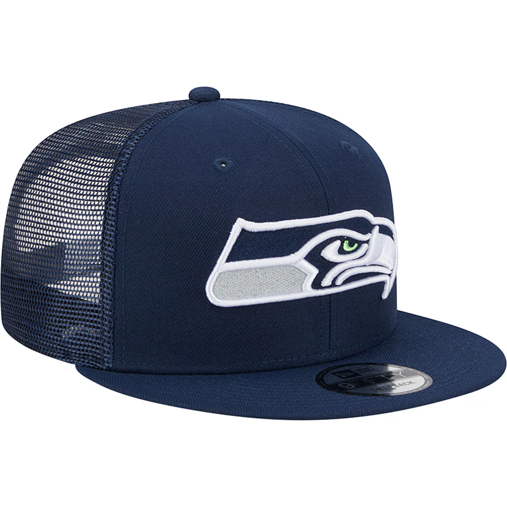 NFL Seattle Seahawks New Era Primary OTC Trucker 9FIFTY Snapback Hat - Navy - Image 2