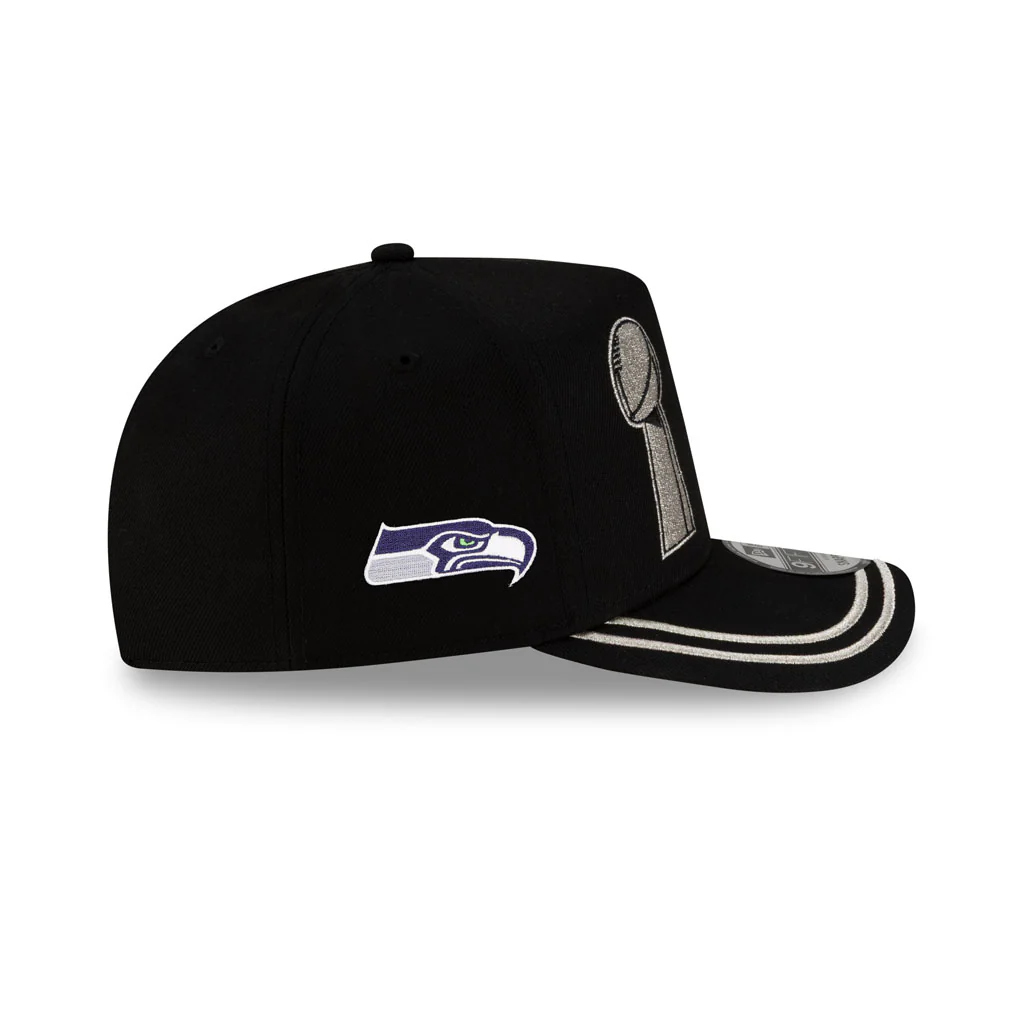 NFL Seattle Seahawks New Era Super Bowl LX Parade Champions 9FIFTY A-Frame Snapback Hat - Black - Image 4