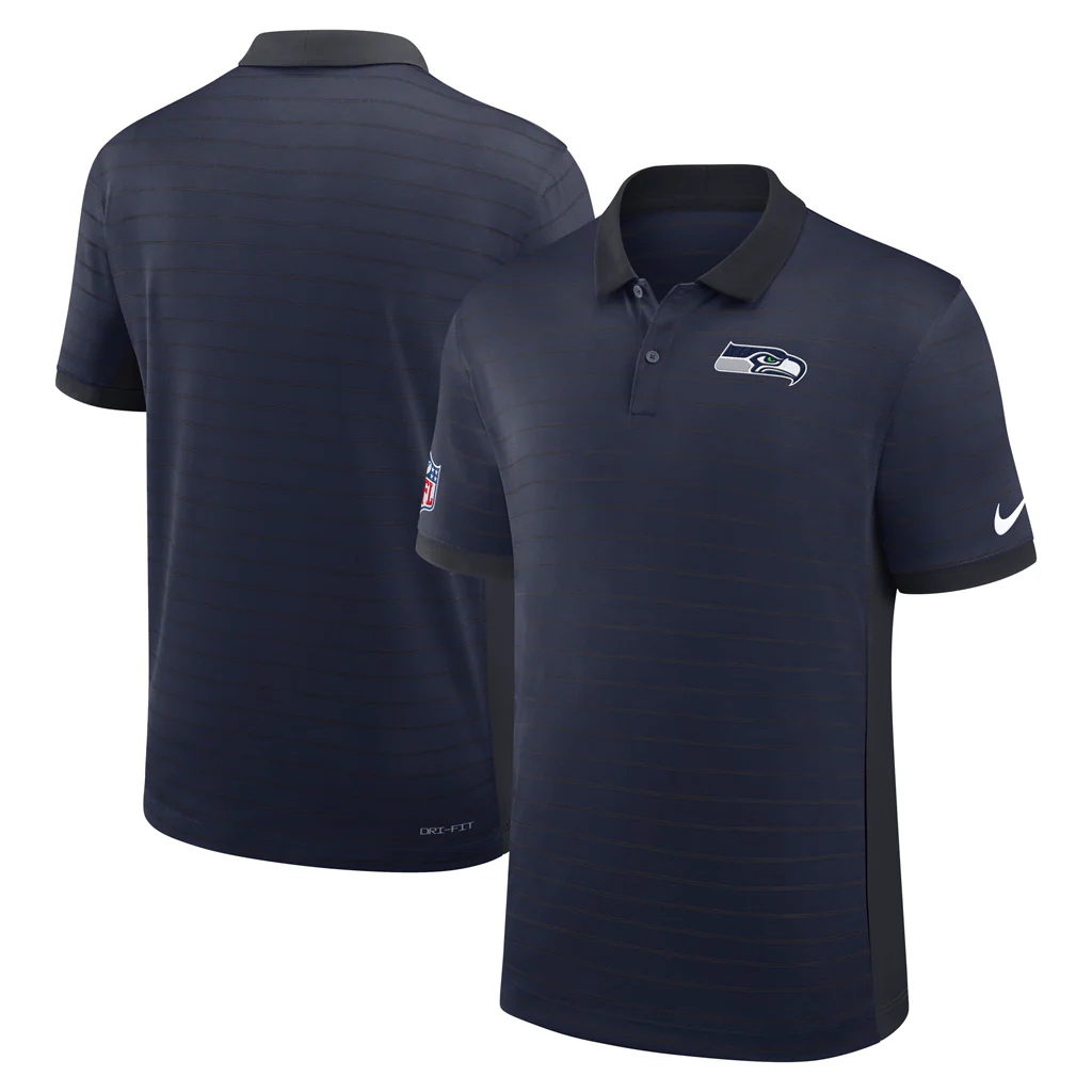 NFL Seattle Seahawks Nike 2025 Dri-Fit Striped Polo - Navy