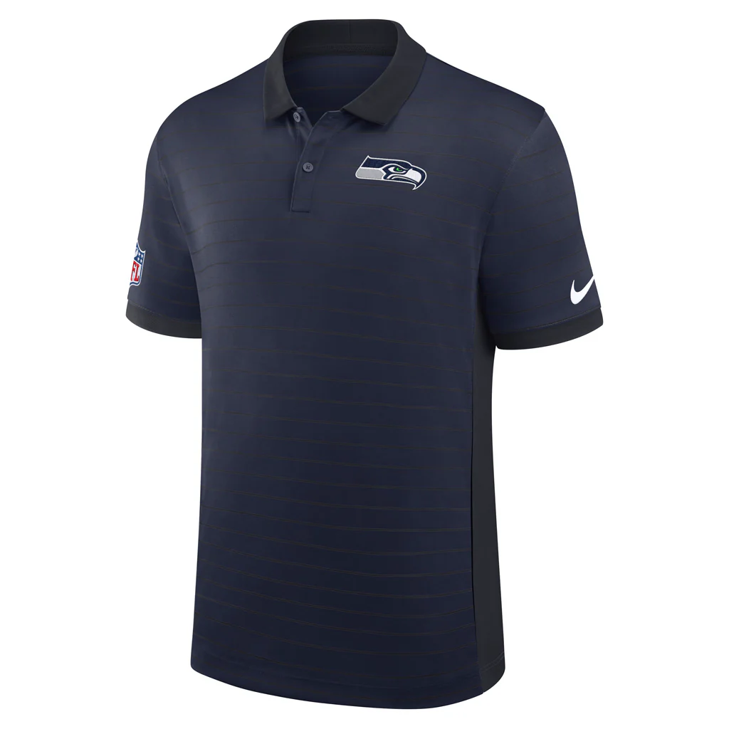 NFL Seattle Seahawks Nike 2025 Dri-Fit Striped Polo - Navy - Image 2
