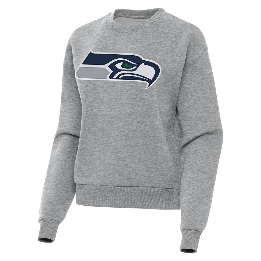NFL Seattle Seahawks Women's Antigua Full Front Victory Crewneck Sweater - Heather gray