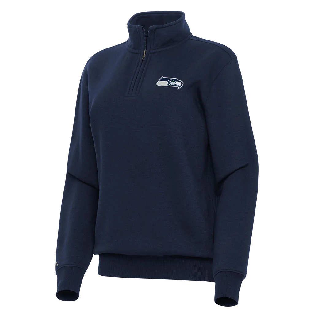 NFL Seattle Seahawks Women's Antigua Victory 1/4 Zip Pullover Jacket - Navy