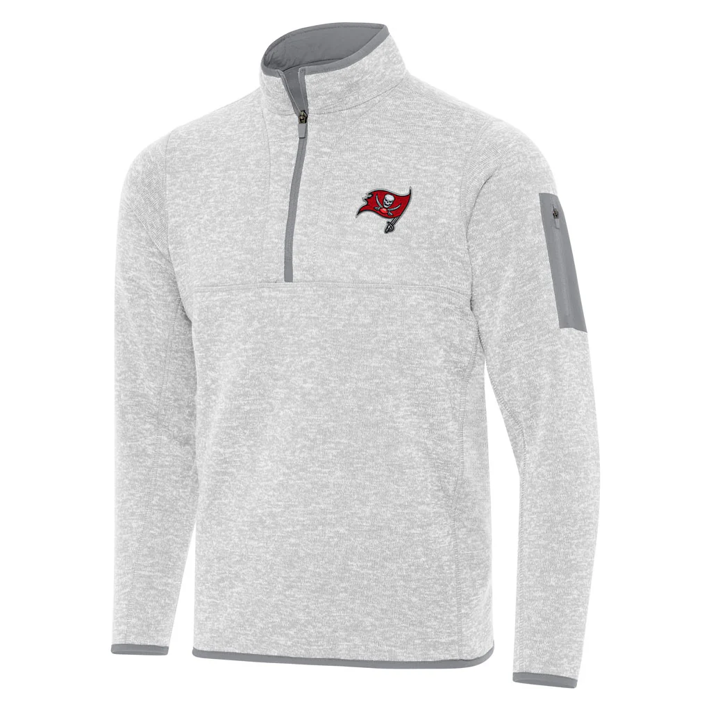 NFL Tampa Bay Buccaneers Antigua Fortune 1/4 Zip Pullover Jacket - Light gray