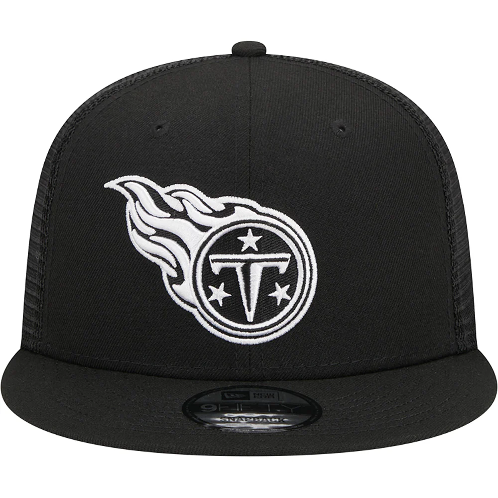 NFL Tennessee Titans New Era Black & White Trucker 9FIFTY Snapback Hat - Black - Image 3