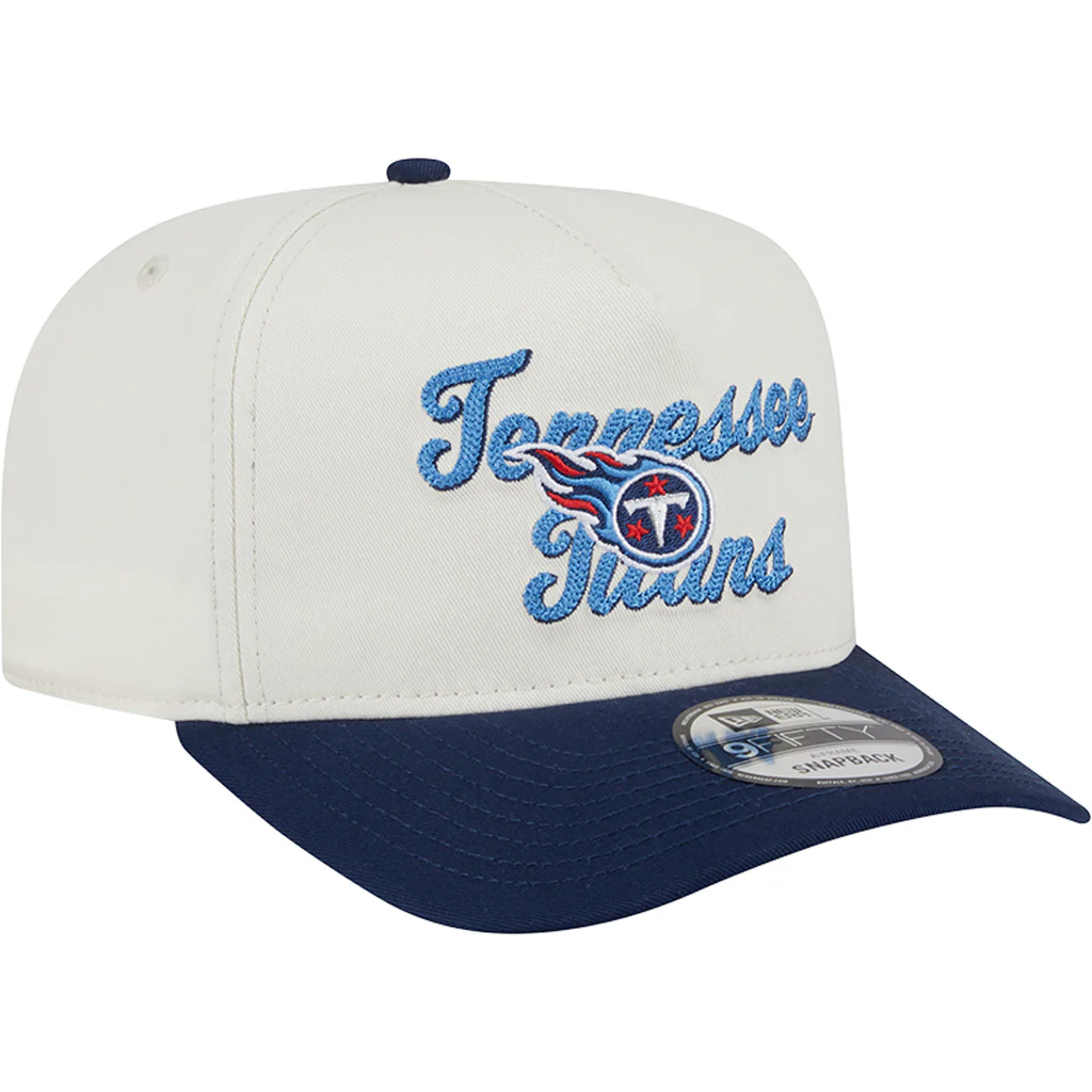 NFL Tennessee Titans New Era Chainstitch Two-Tone 9FIFTY A-Frame Snapback Hat - Cream - Image 2