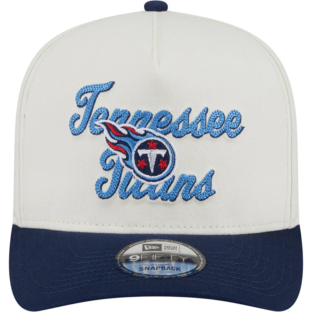NFL Tennessee Titans New Era Chainstitch Two-Tone 9FIFTY A-Frame Snapback Hat - Cream - Image 3