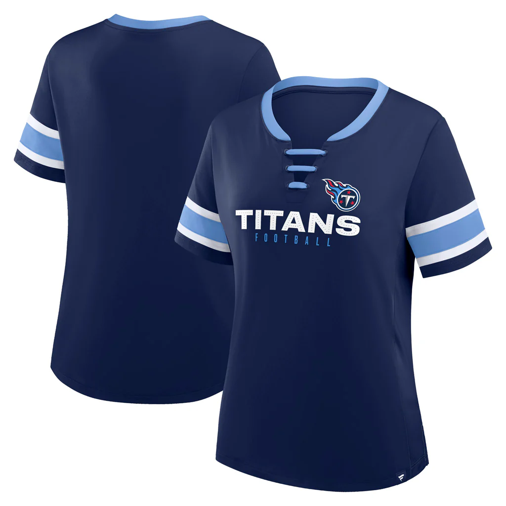 NFL Tennessee Titans Women's Fanatics Draw Play Athena Lace-Up Top - Navy