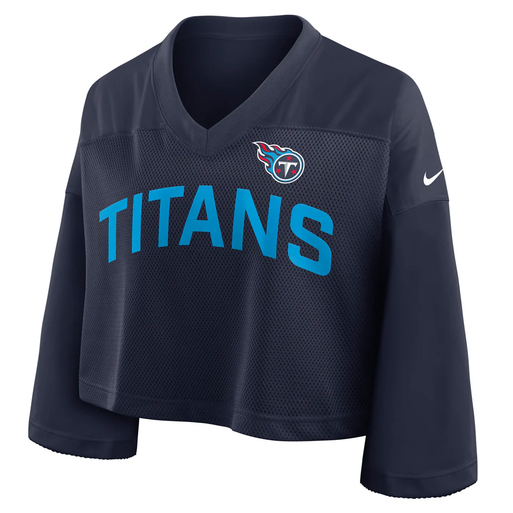 NFL Tennessee Titans Women's Nike Jersey Fashion Crop Top - Navy - Image 2