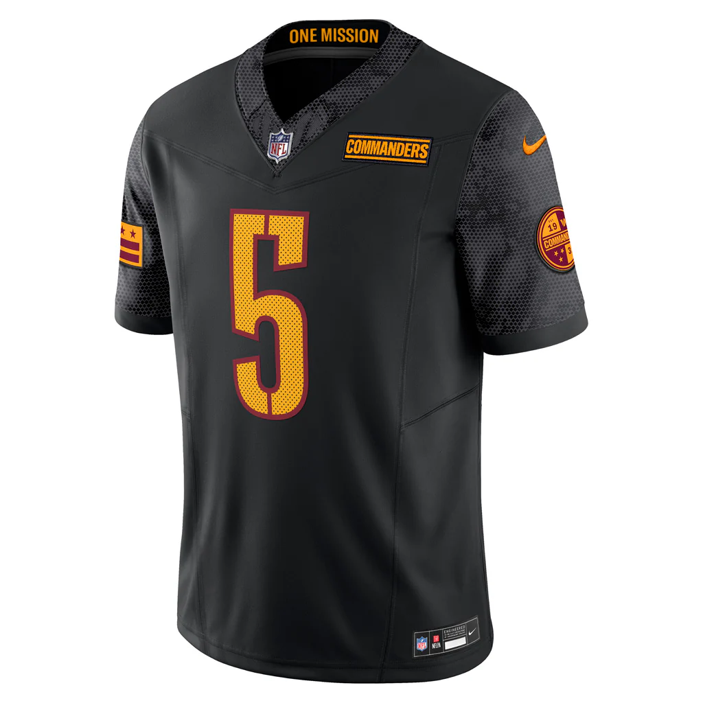 NFL Washington Commanders Jayden Daniels Nike Alternate Vapor Limited Jersey - Black - Image 2
