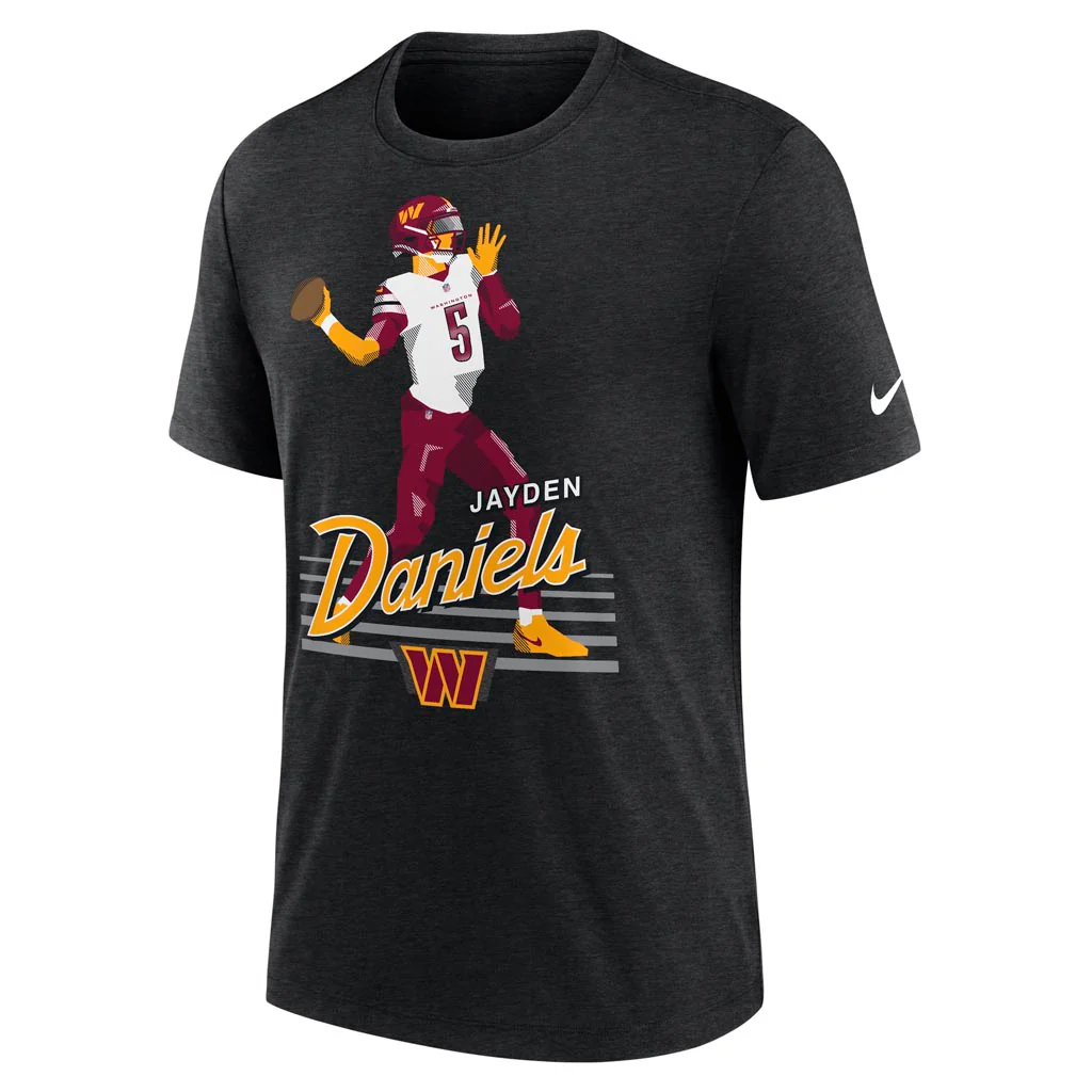 NFL Washington Commanders Jayden Daniels Nike Player Pack Triblend T-Shirt - Black - Image 2