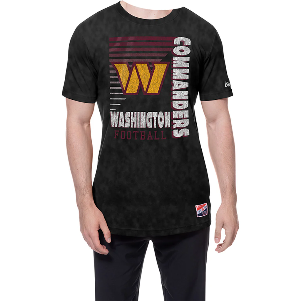 NFL Washington Commanders New Era Throwback Wash T-Shirt - Black