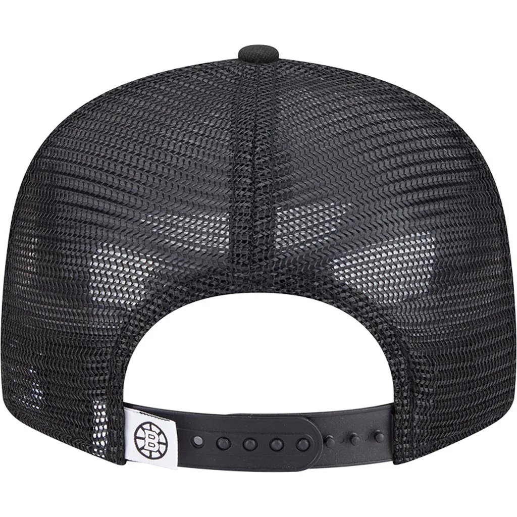 NHL Boston Bruins New Era Black & White 9FIFTY Snapback Trucker Hat - Black - Image 4