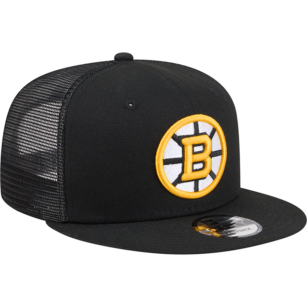 NHL Boston Bruins New Era OTC Trucker 9FIFTY Snapback Hat - Black - Image 2