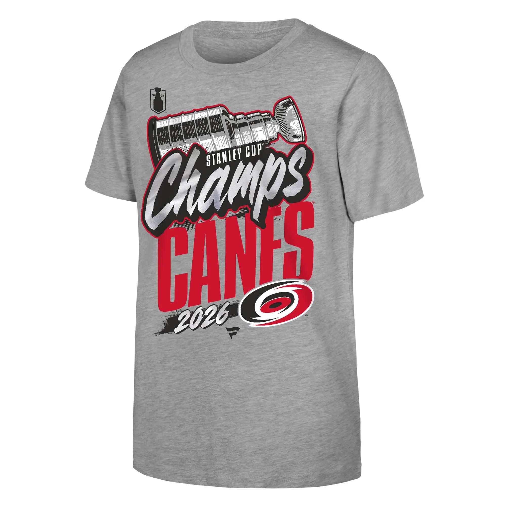 NHL Carolina Hurricanes Mens Fanatics 2026 Stanley Cup Champ Locker Room T-Shirt- Heather Gray - Image 2