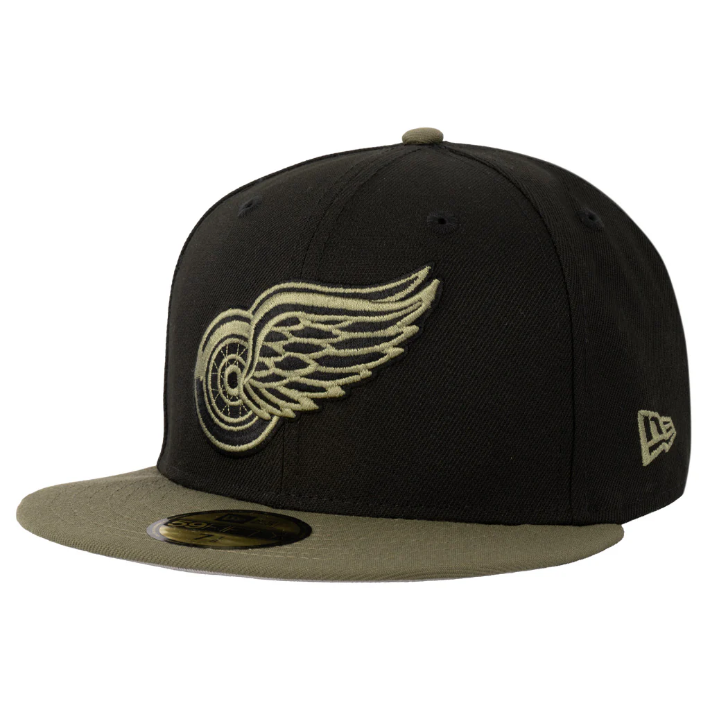 NHL Detroit Red Wings New Era Midnight Jungle 59FIFTY Fitted Hat - Black - Image 2