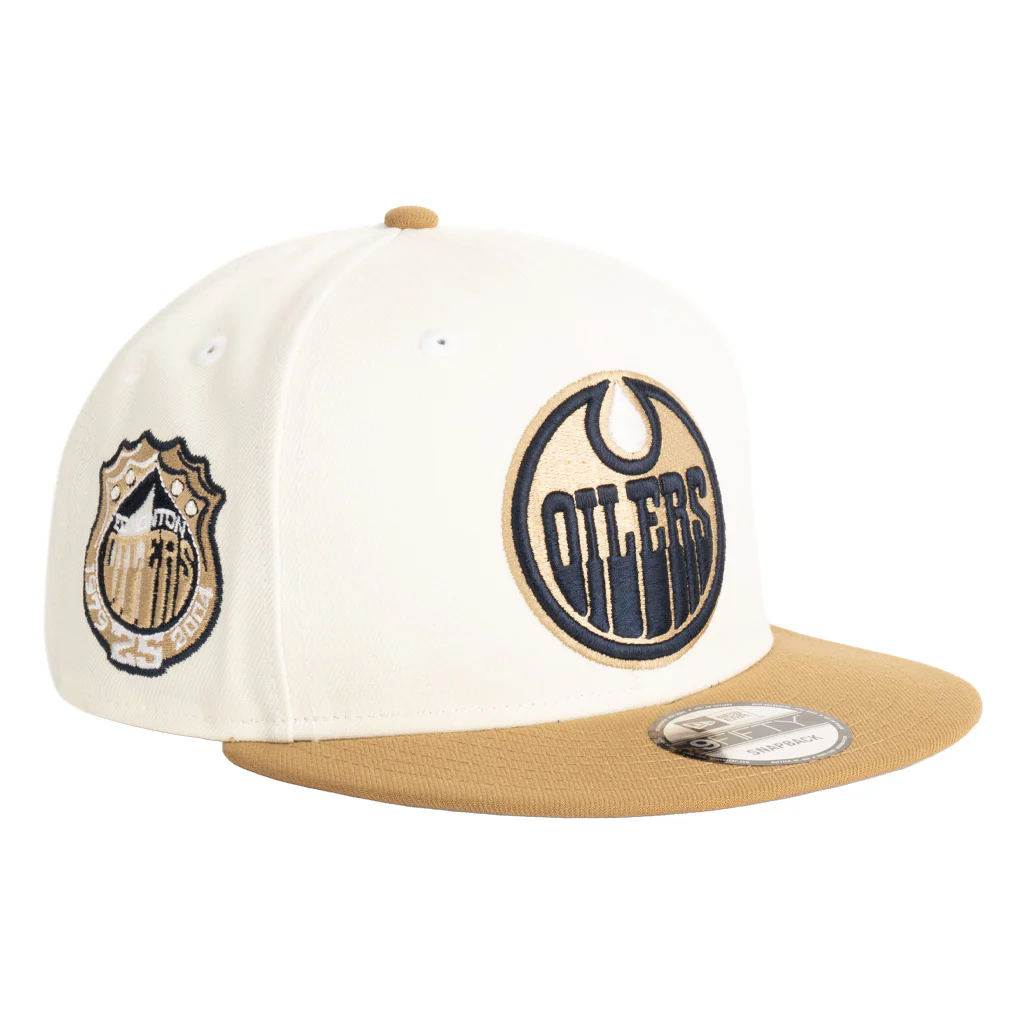 NHL Edmonton Oilers New Era Harvester 9FIFTY Snapback Hat - Wheat - Image 2