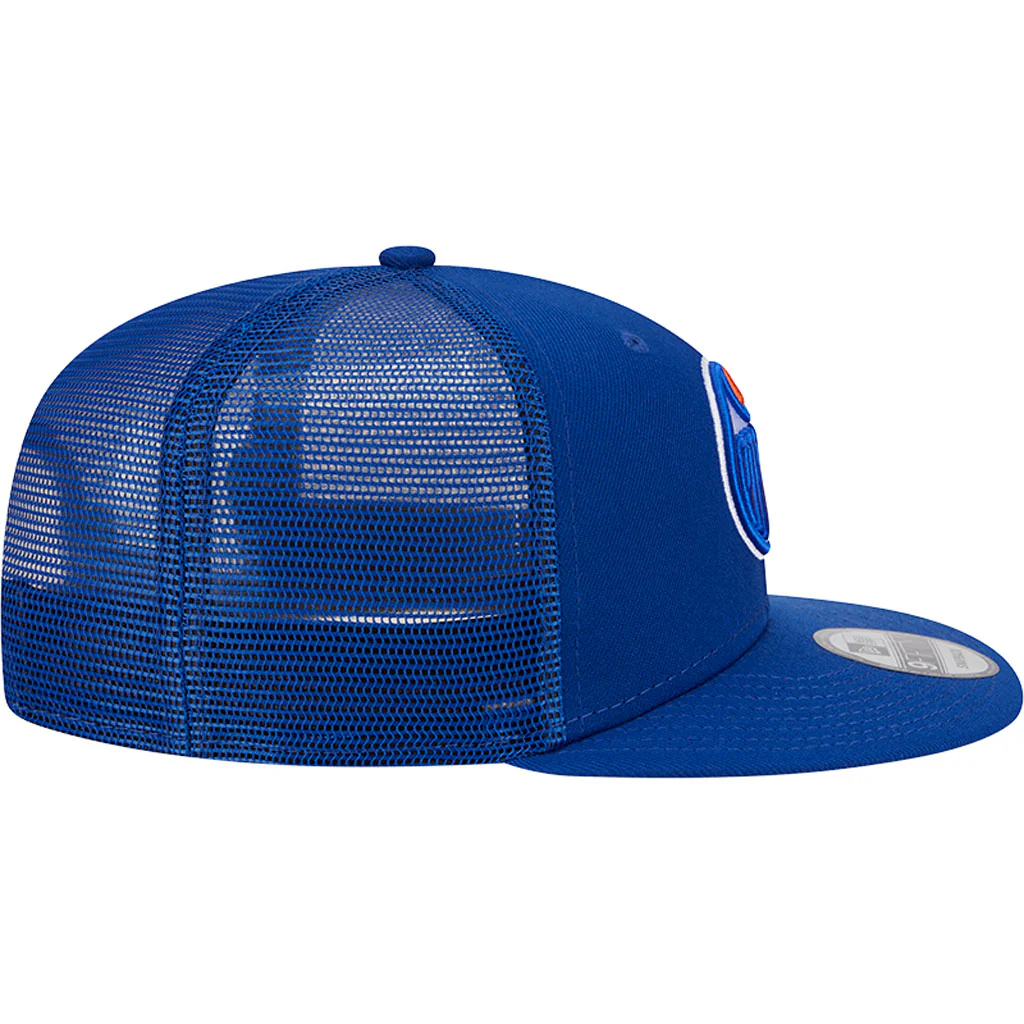 NHL Edmonton Oilers New Era OTC Trucker 9FIFTY Snapback Hat - Blue - Image 5