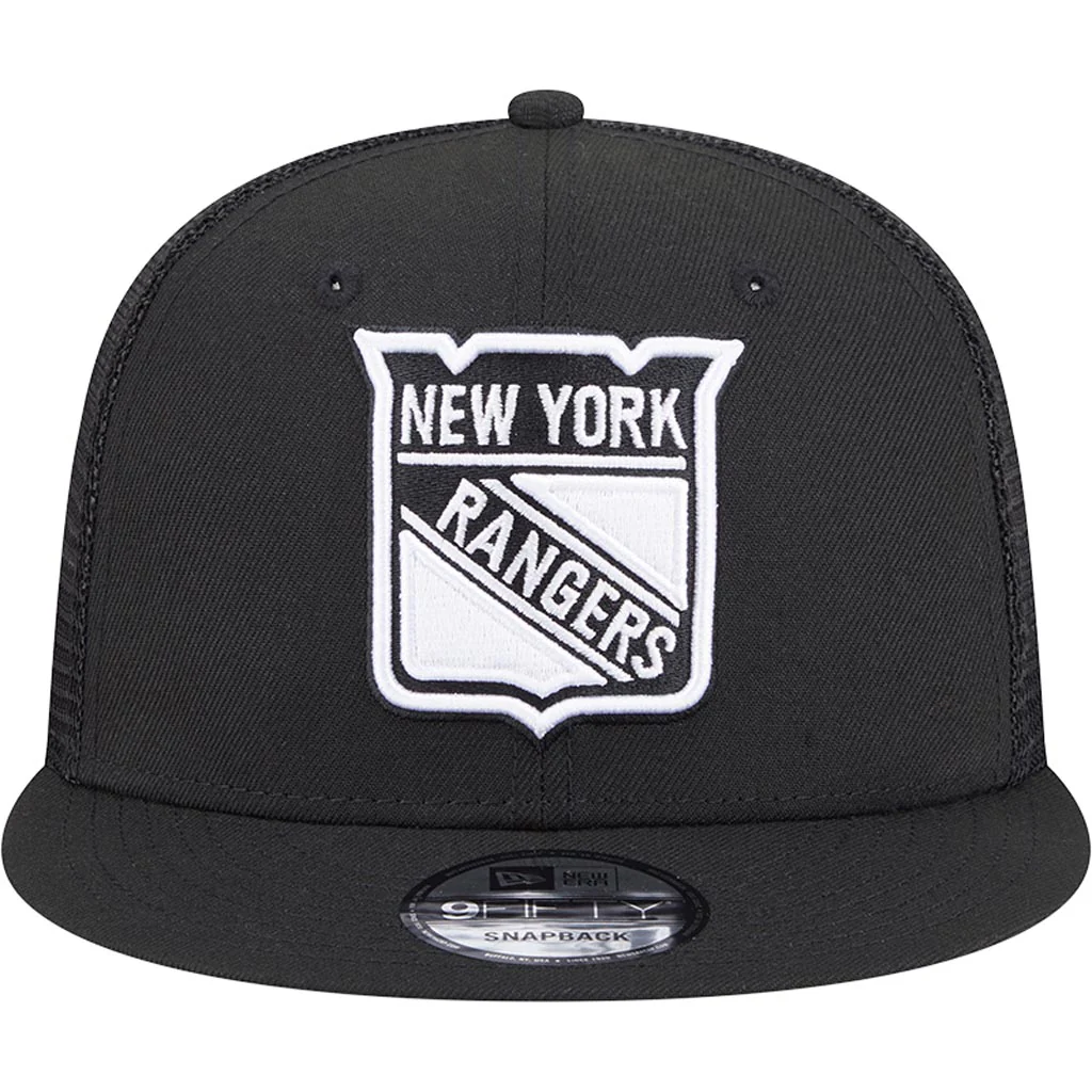 NHL New York Rangers New Era Black & White 9FIFTY Snapback Trucker Hat - Black - Image 3