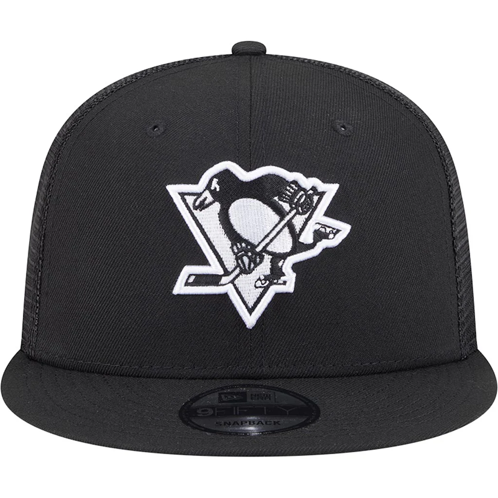 NHL Pittsburgh Penguins New Era Black & White 9FIFTY Snapback Trucker Hat - Black - Image 3
