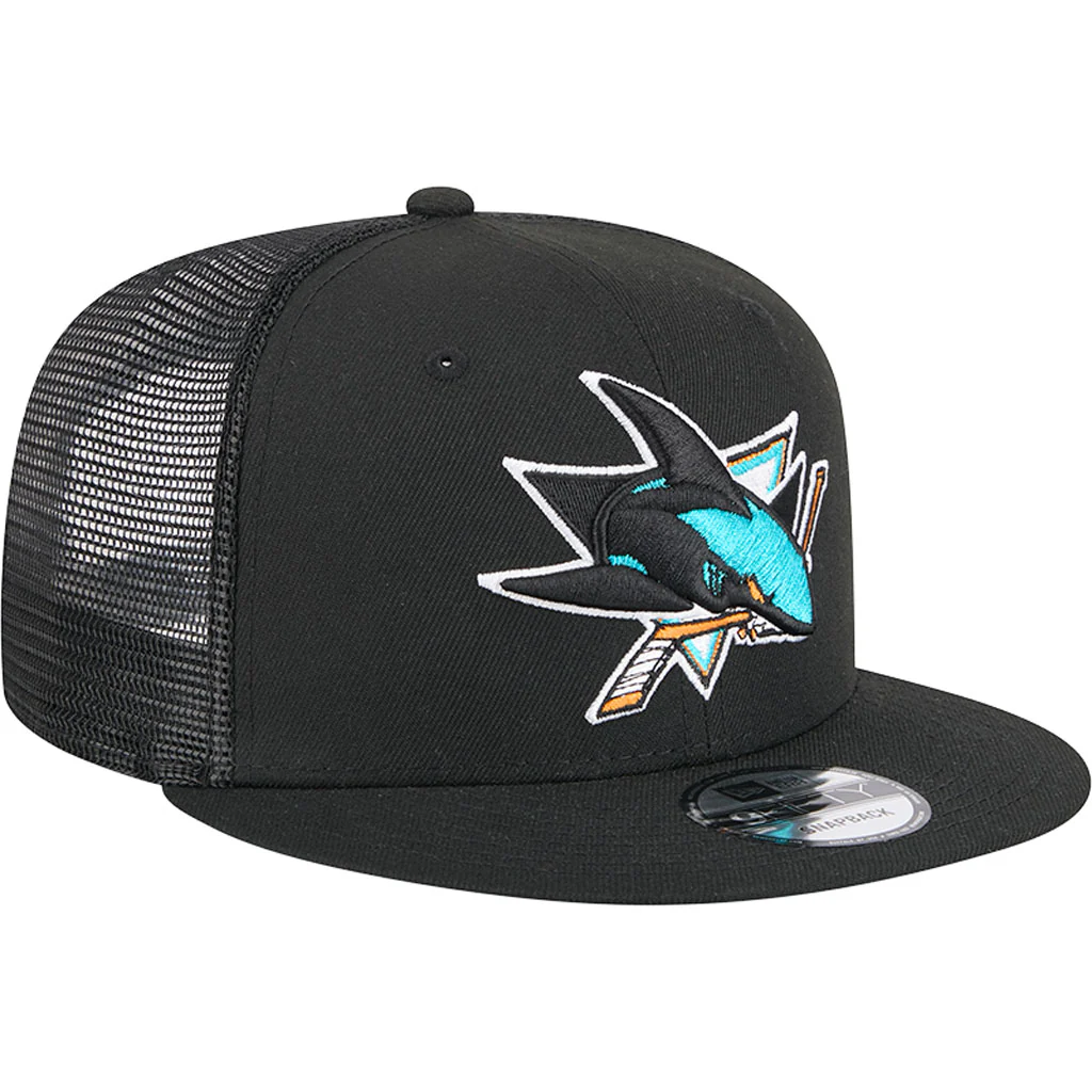 NHL San Jose Sharks New Era OTC Trucker 9FIFTY Snapback Hat - Black - Image 2