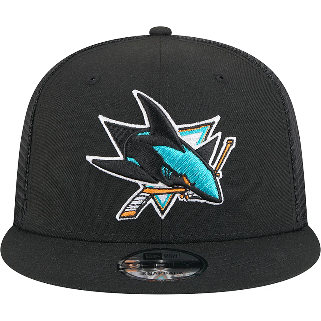NHL San Jose Sharks New Era OTC Trucker 9FIFTY Snapback Hat - Black - Image 3