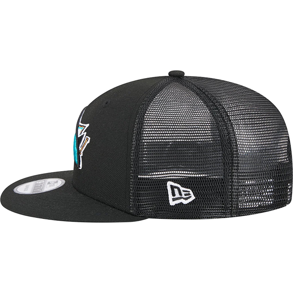 NHL San Jose Sharks New Era OTC Trucker 9FIFTY Snapback Hat - Black - Image 4