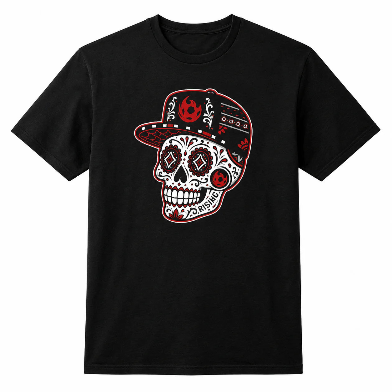Phoenix Rising Sugar Skull Snapback T-Shirt - Black