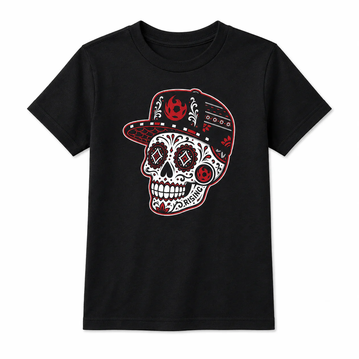 Phoenix Rising Youth Sugar Skull Snapback T-Shirt - Black