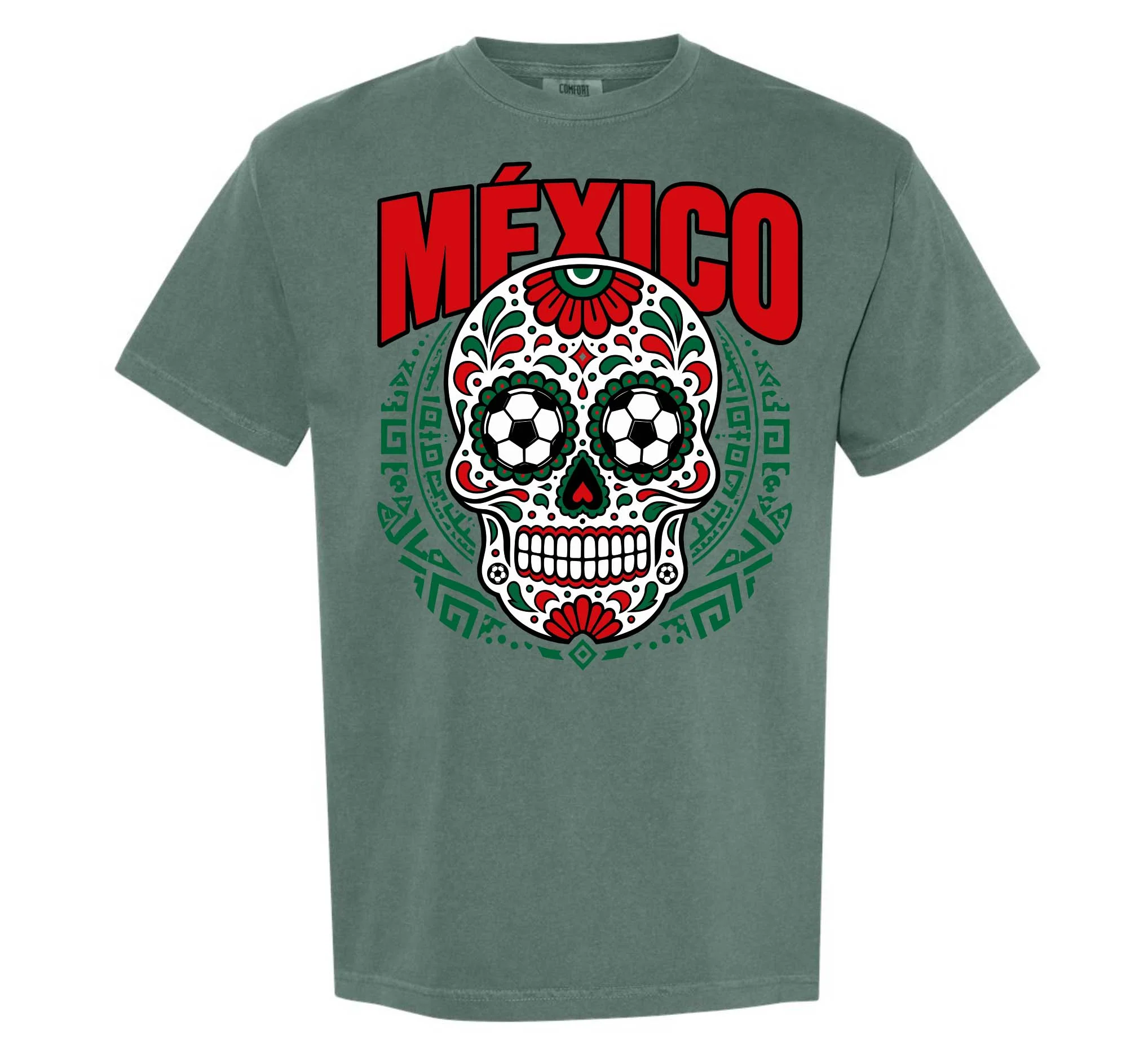Mexico Comfort Colors Sugar Skull T-Shirt- Green