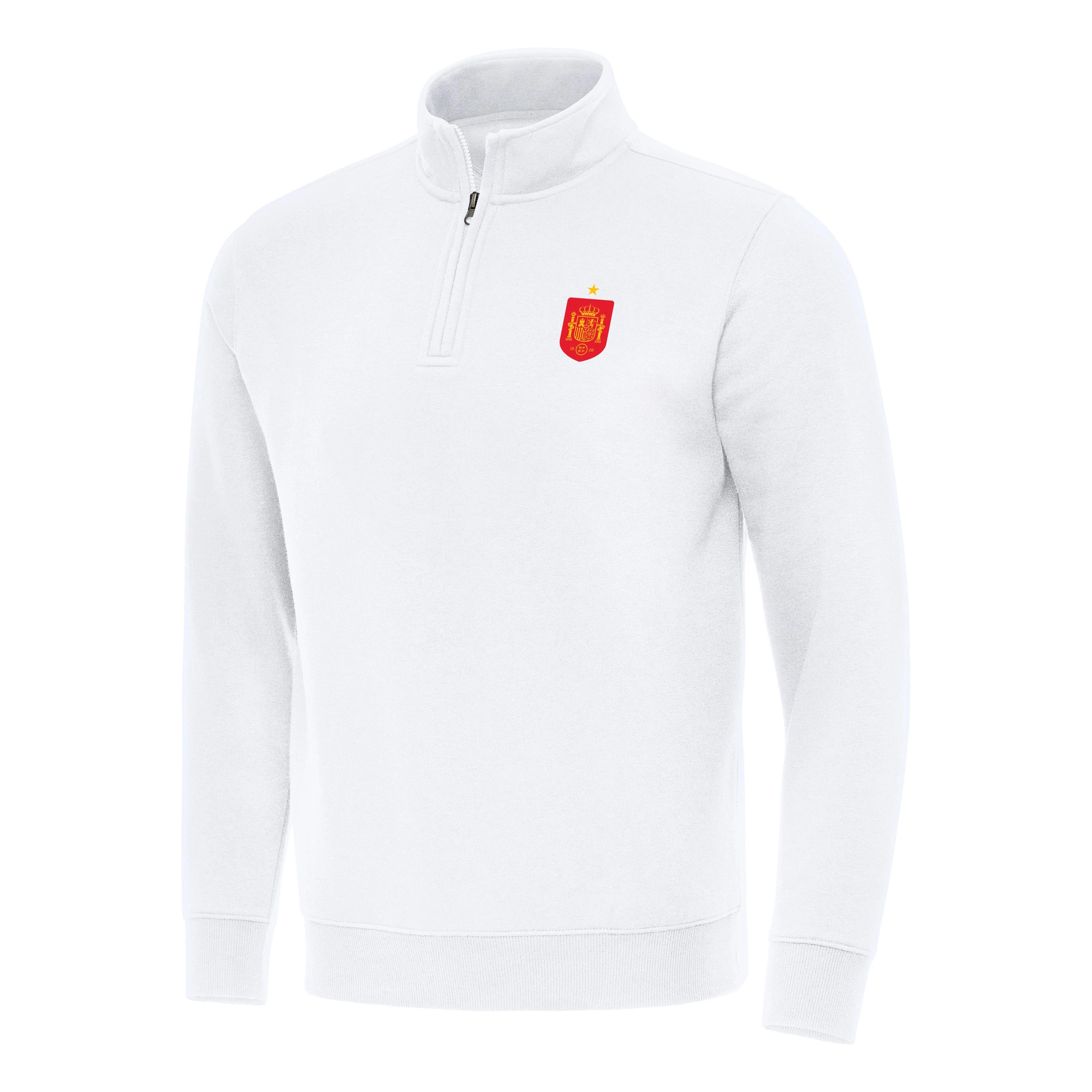 Spain National Team Antigua Men's Landslide 1/4 Zip Pullover - White