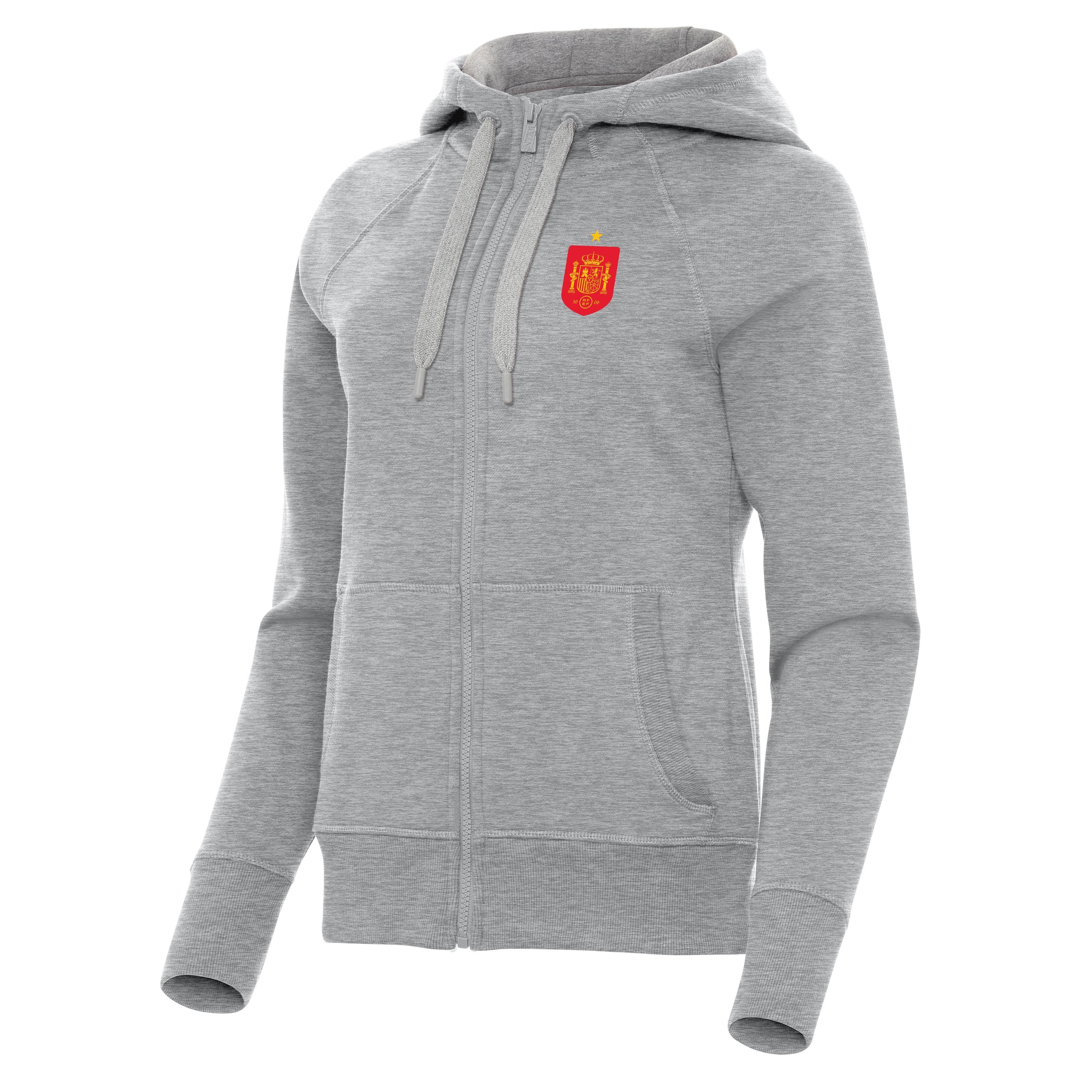Spain National Team Antigua Women's Takeover Full Zip Hoodie - Heather Gray