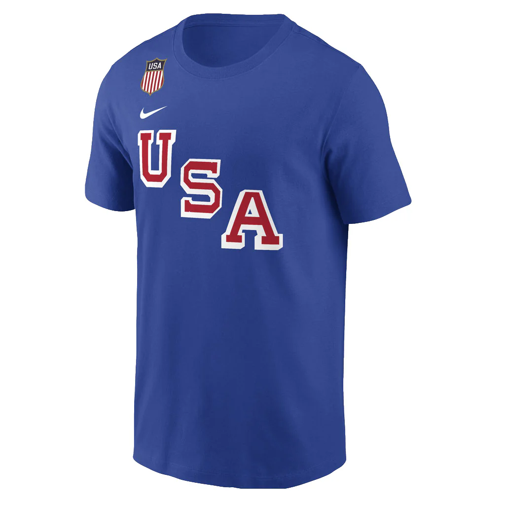 Team USA Connor Hellebuyck Nike 2026 Hockey Name & Number T-Shirt - Blue - Image 2