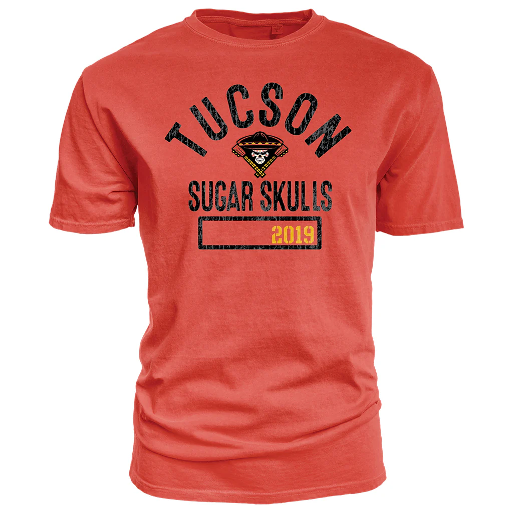 Tucson Sugar Skulls Blue 84 Titania Ringspun Tee - Red