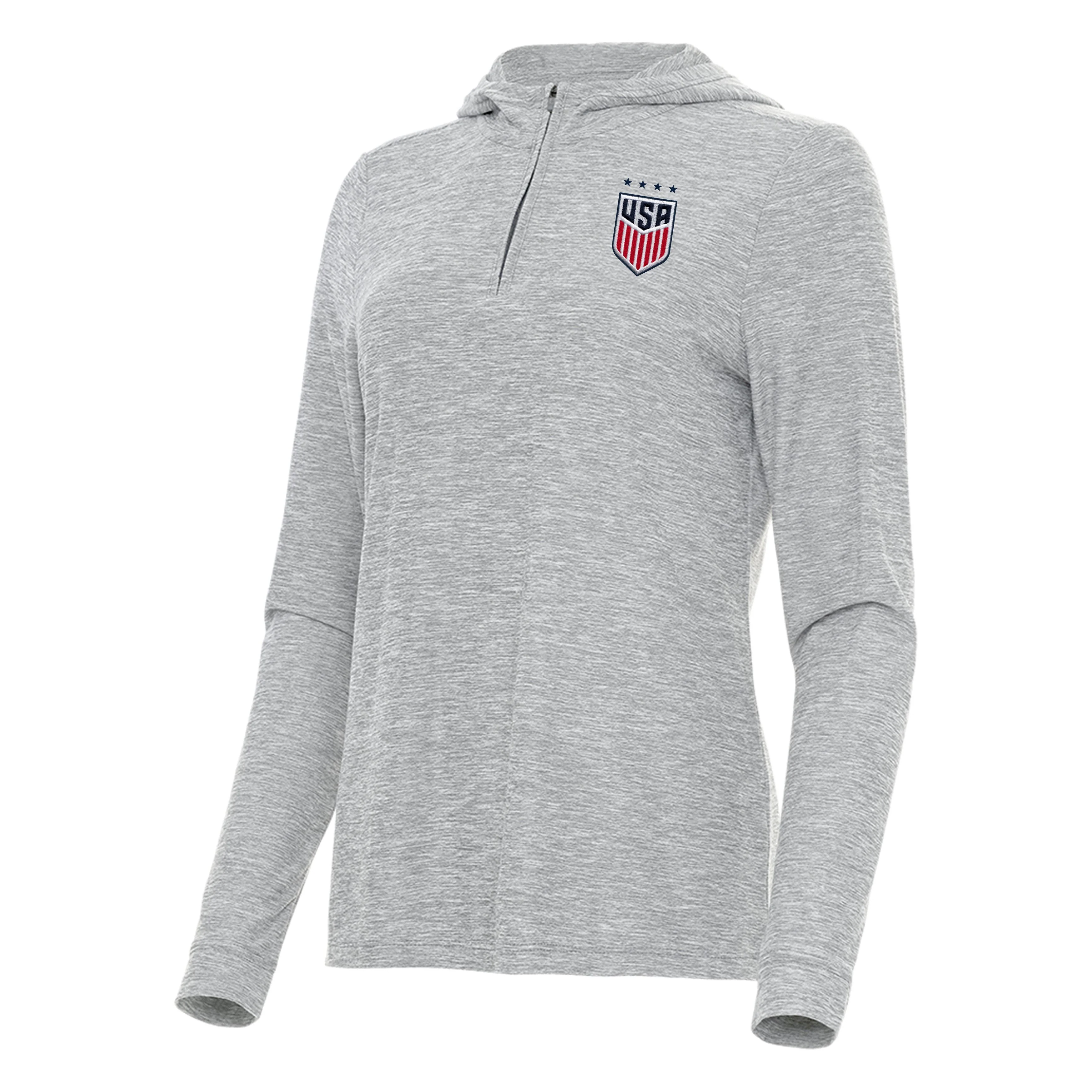 USWNT National Team Antigua Women's Daybreak 1/4 Zip Pullover Hoodie - Gray