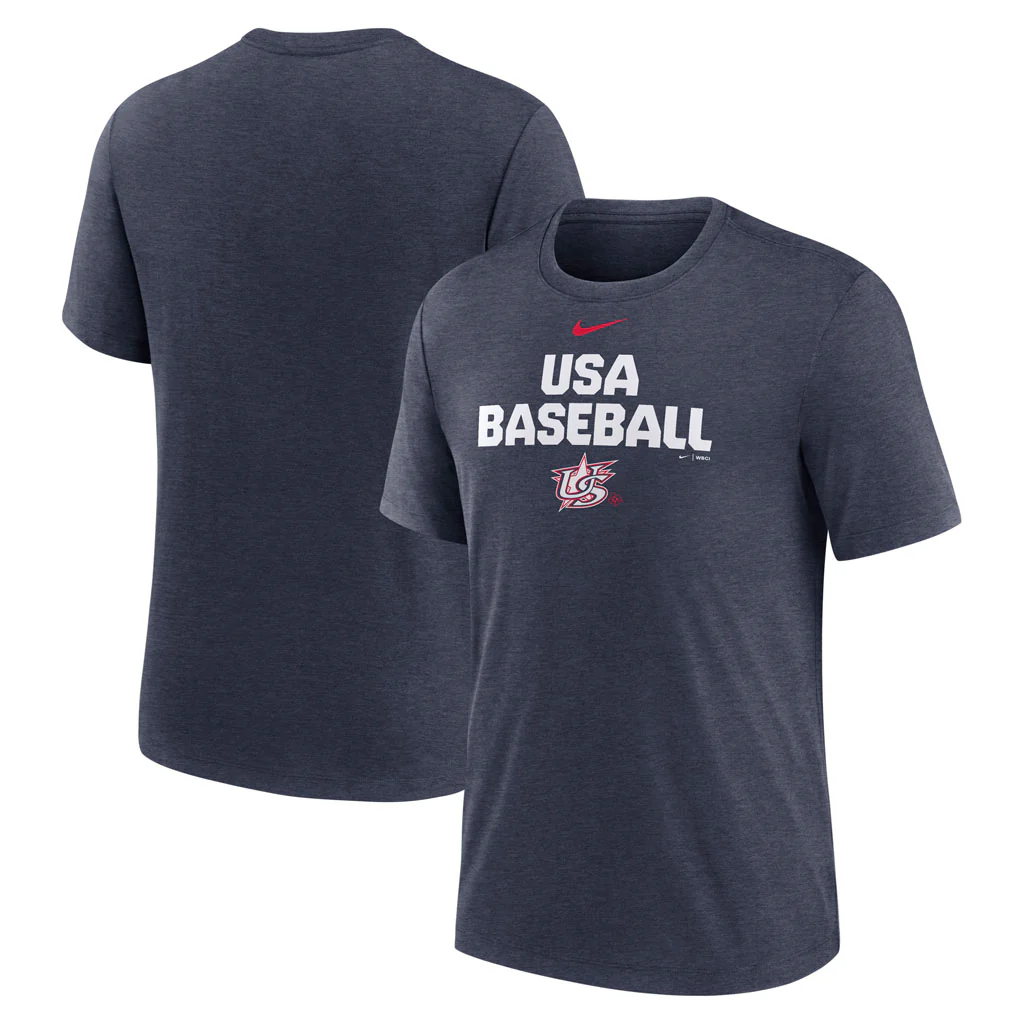 WBC USA Nike 2026 Stacked Triblend T-Shirt - Navy